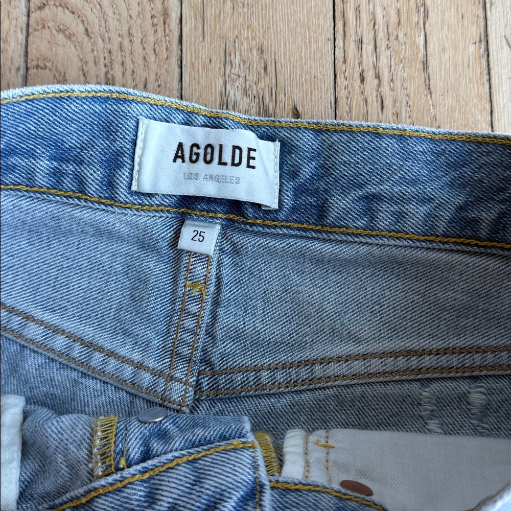 Agolde Women's Frayed Hem Jean Shorts - Light Blue - Picture 3 of 8